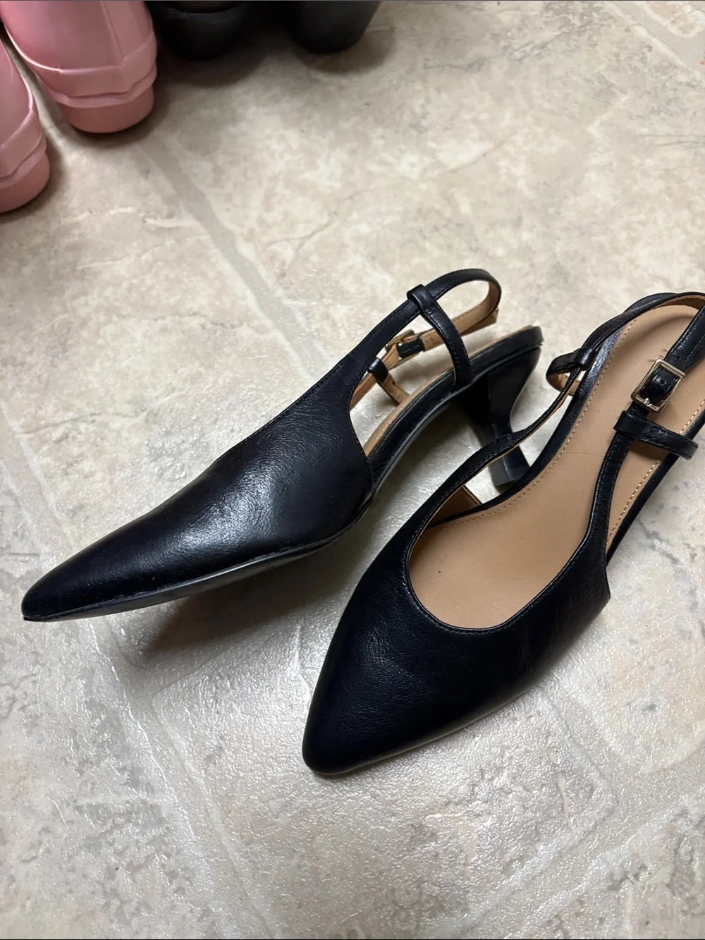 Black Women's Pointed Slingback Flats